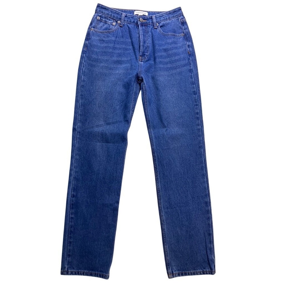 Liyan McAteer Straight Leg Jeans Women 27 Blue High Rise Denim Casual Button Fly